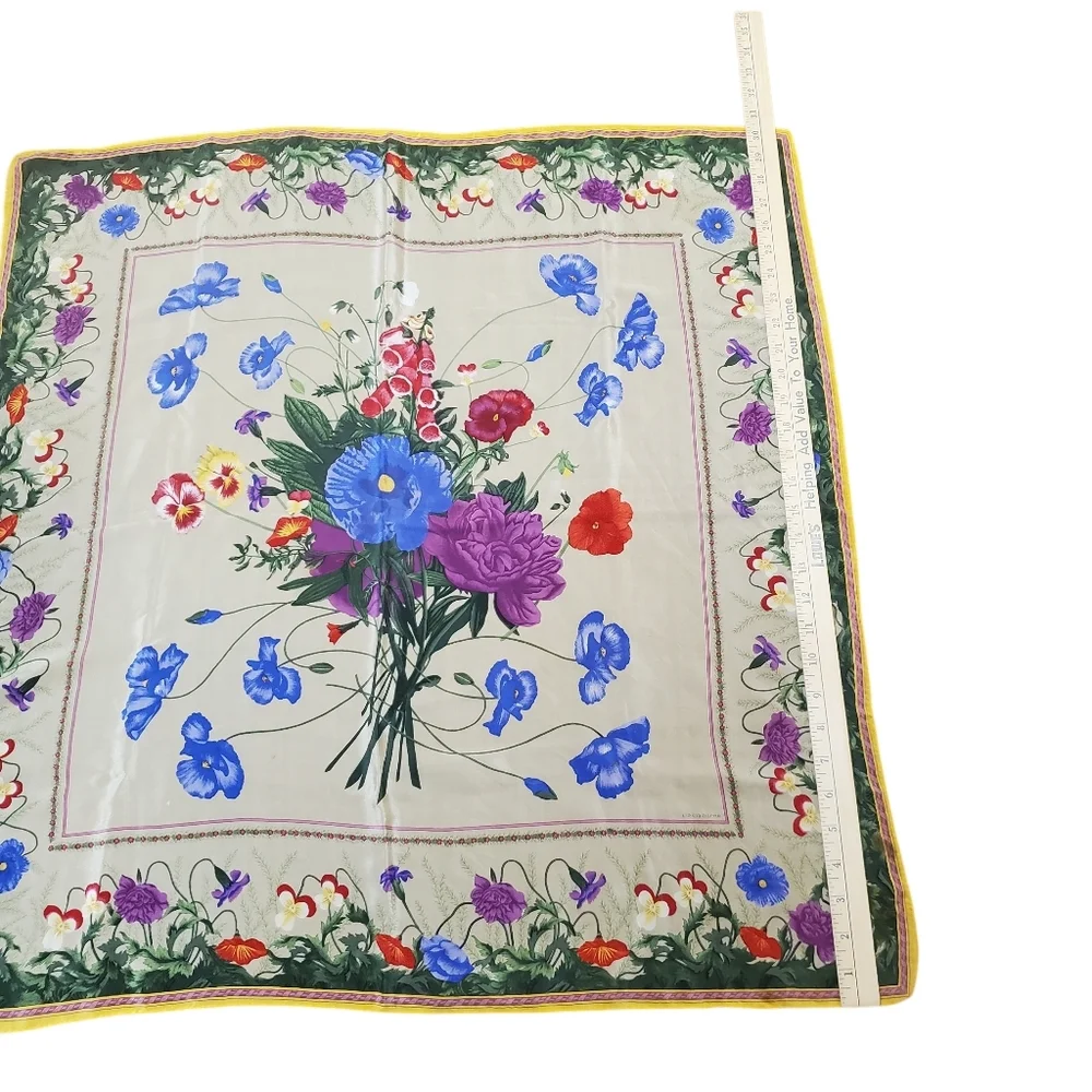 Vntg Liz Claiborne Floral Silk Scarf - Picture 8 of 9